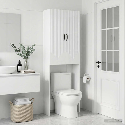 Toilet Cabinet HOORN High Gloss White 66 x 25.5 x 190 cm