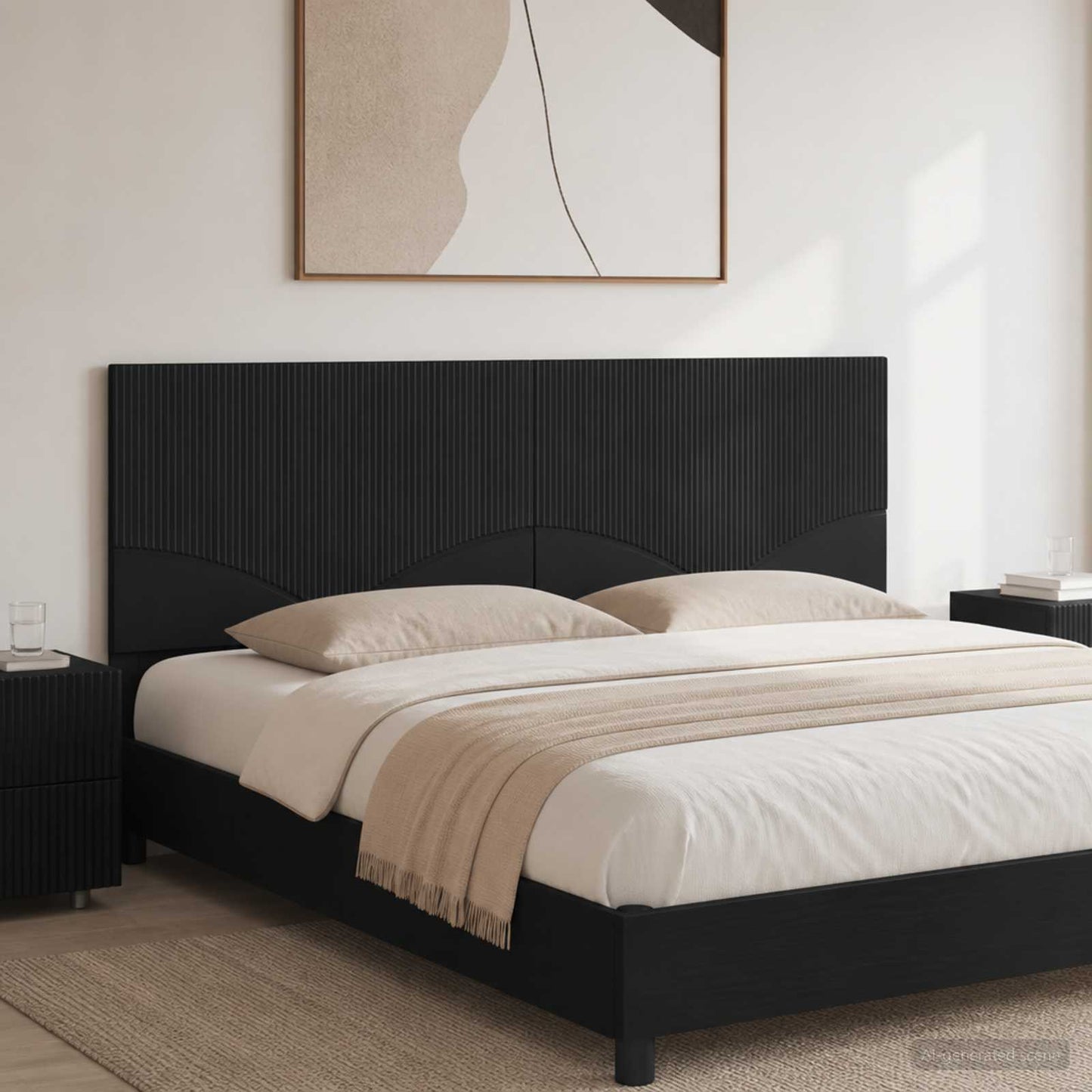 Wall-Mounted Headboard HOORN Black Engineered Wood