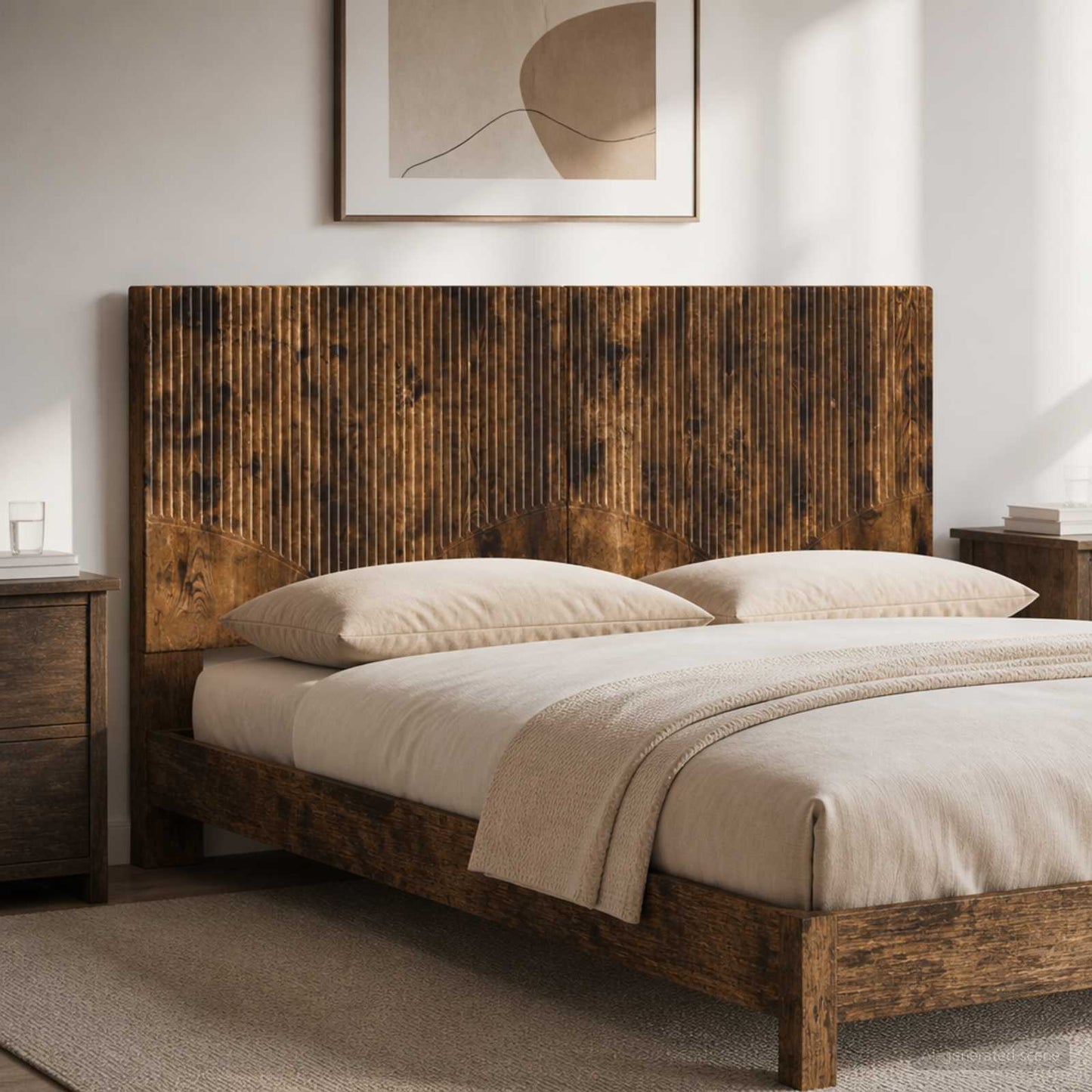 Wall-Mounted Headboard HOORN Smoked Oak Engineered Wood