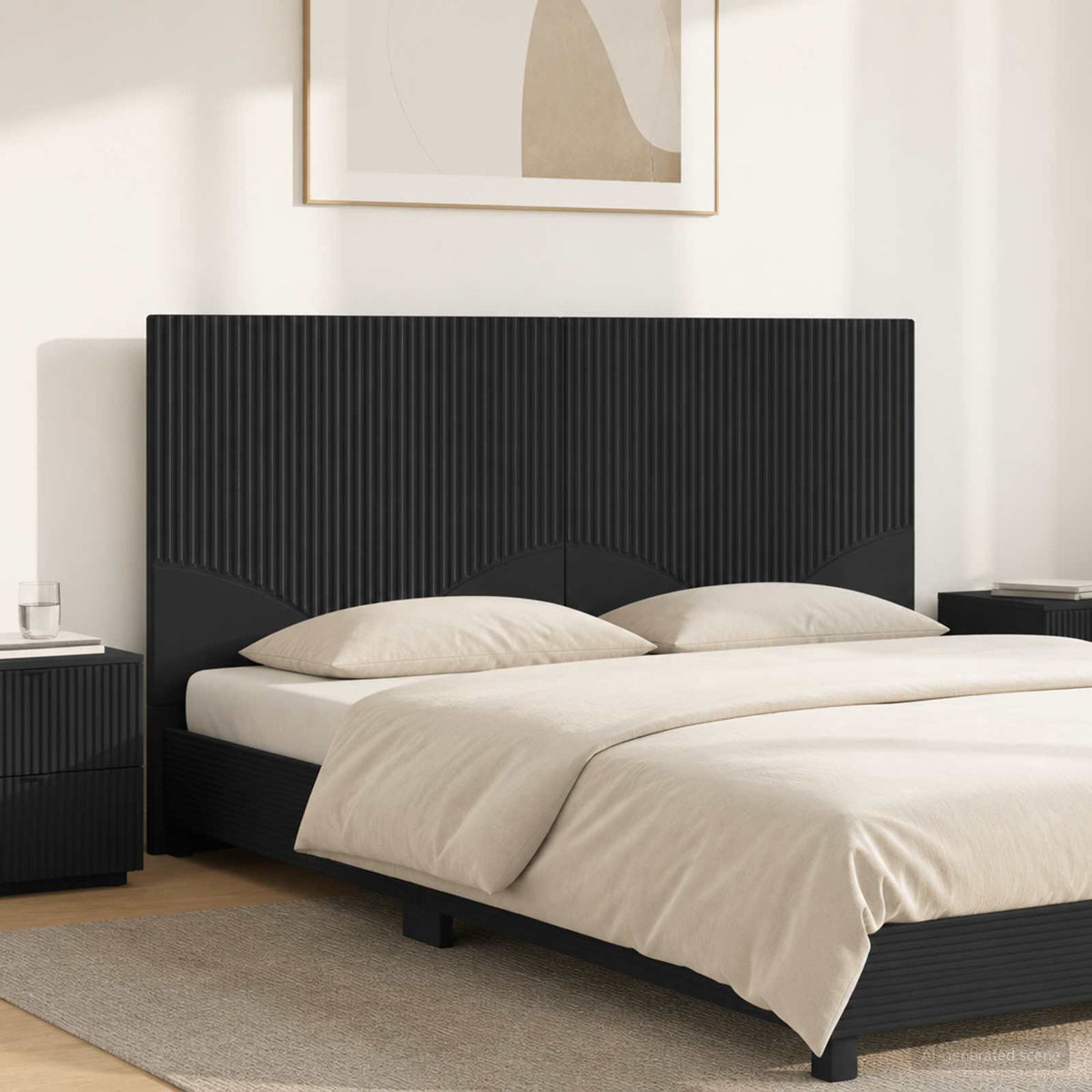 Wall-Mounted Headboard HOORN Black Engineered Wood