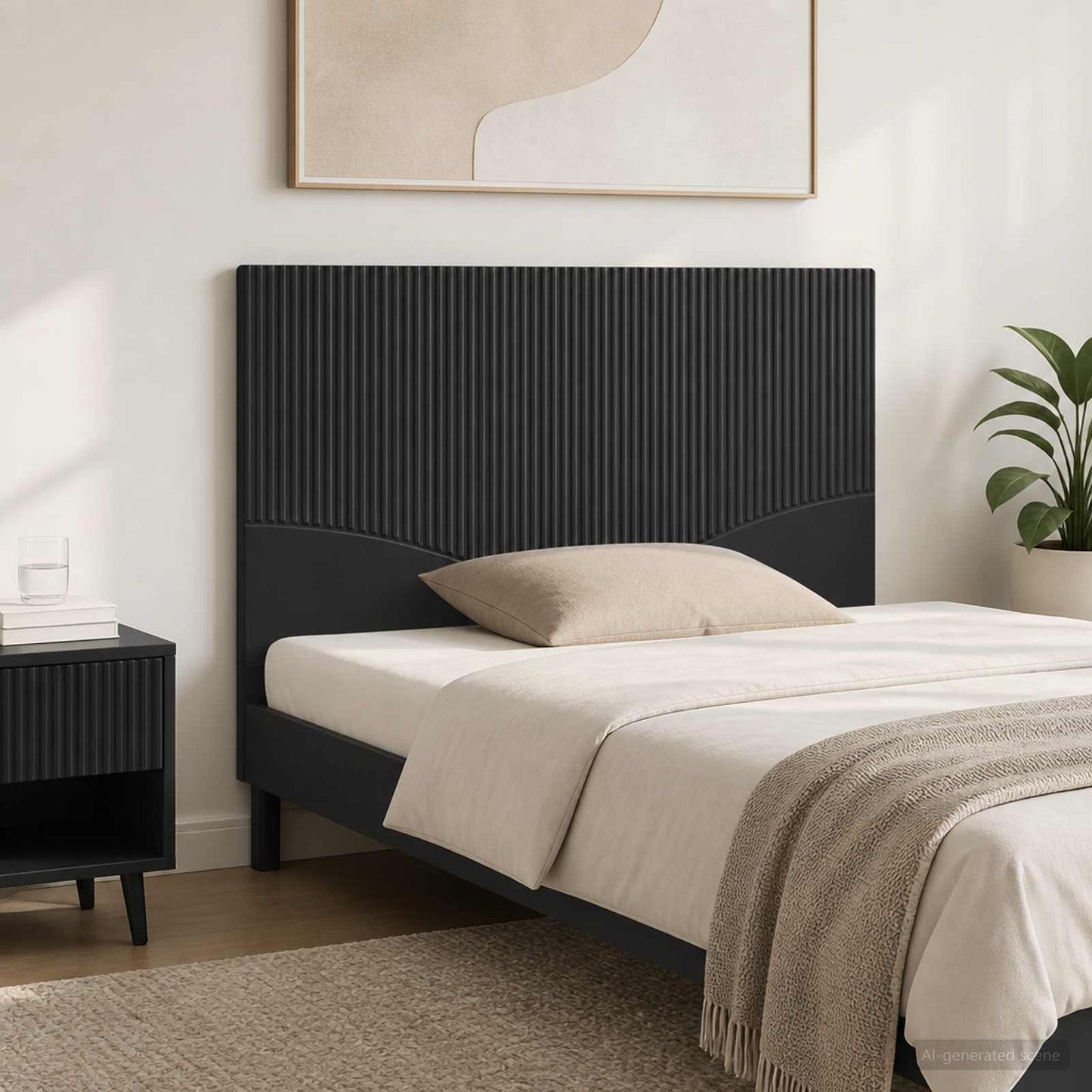 Wall-Mounted Headboard HOORN Black Engineered Wood