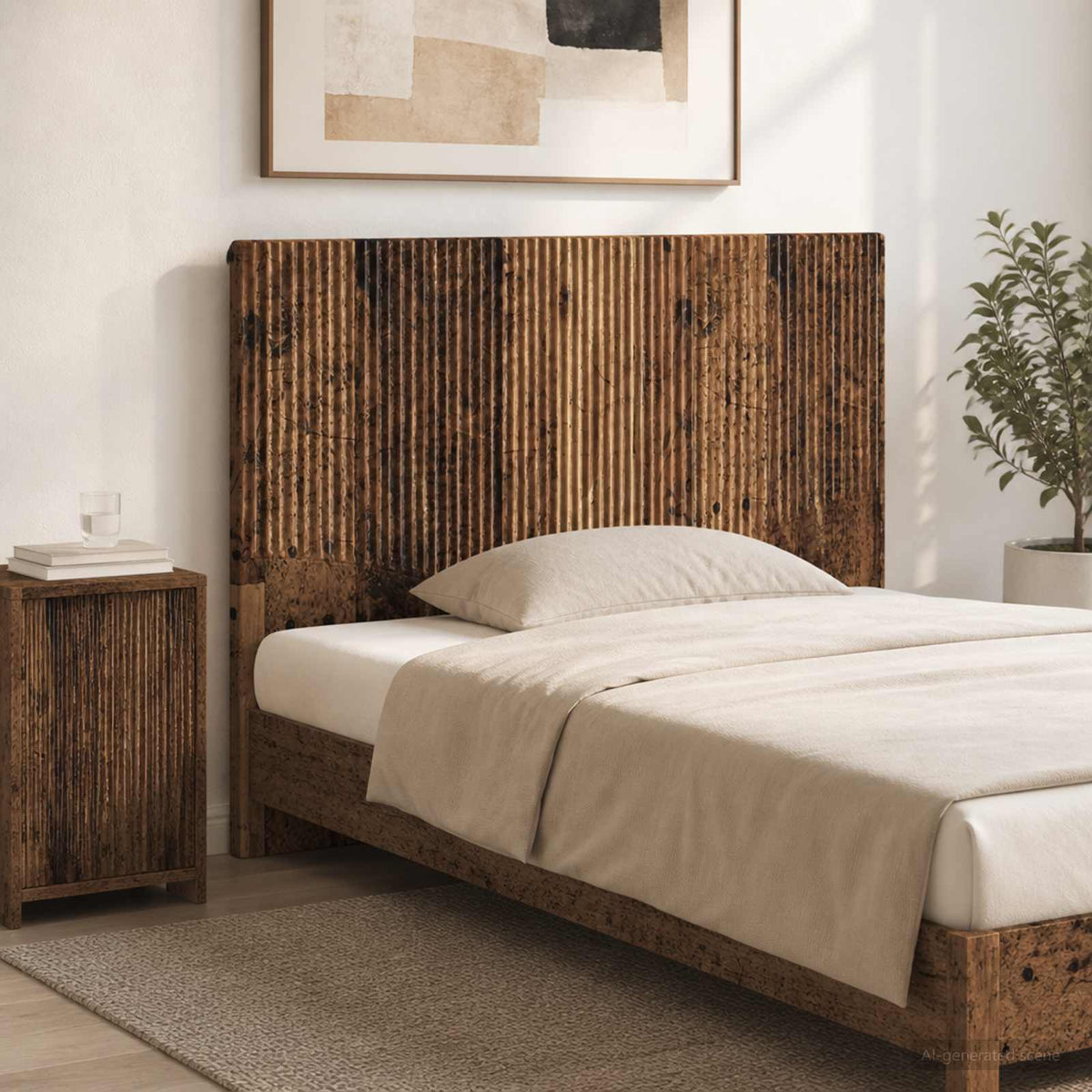 Wall-Mounted Headboard HOORN Old Wood Engineered Wood