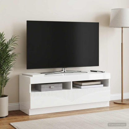 LED TV Cabinet High Gloss White Engineered Wood
