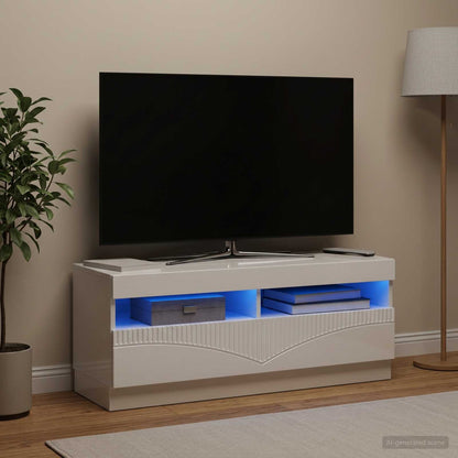 LED TV Cabinet High Gloss White Engineered Wood