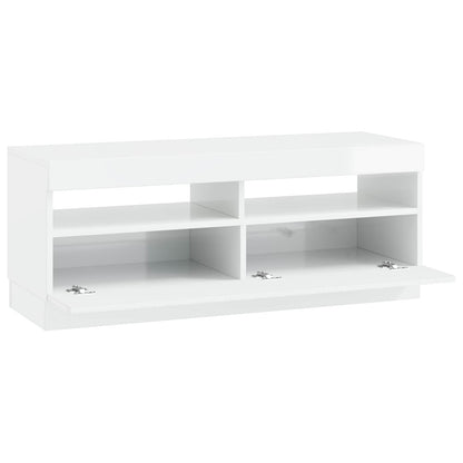 LED TV Cabinet High Gloss White Engineered Wood