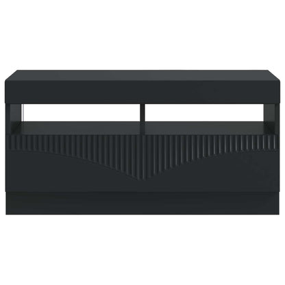 LED TV Cabinet Black Engineered Wood