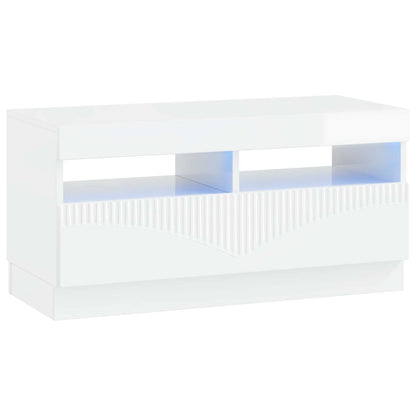 LED TV Cabinet High Gloss White Engineered Wood