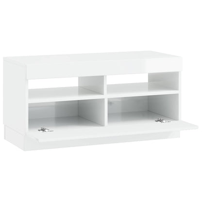 LED TV Cabinet High Gloss White Engineered Wood