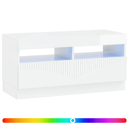 LED TV Cabinet High Gloss White Engineered Wood