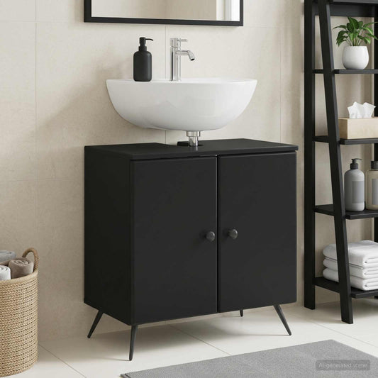 Bathroom Sink Cabinet BREDA Black 59.5 x 31.5x 59 cm