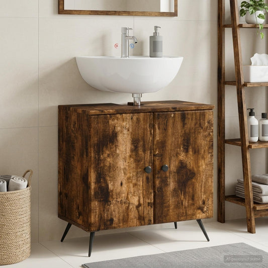 Bathroom Sink Cabinet BREDA Smoked Oak 59.5 x 31.5x 59 cm