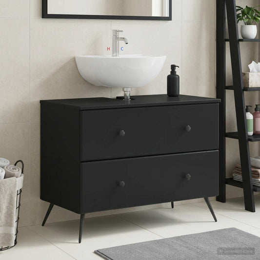 Bathroom Sink Cabinet BREDA Black 82 x 41x 59 cm