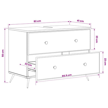 Bathroom Sink Cabinet BREDA Sonoma Oak 82 x 41x 59 cm