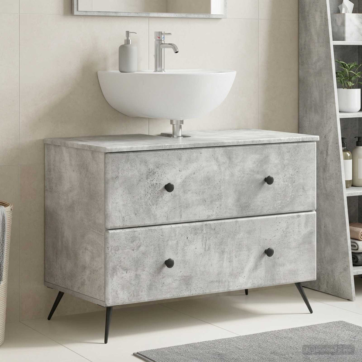 Bathroom Sink Cabinet BREDA Concrete Grey 82 x 41x 59 cm