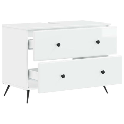 Bathroom Sink Cabinet BREDA High Gloss White 82 x 41x 59 cm