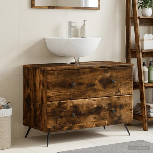 Bathroom Sink Cabinet BREDA Smoked Oak 82 x 41x 59 cm