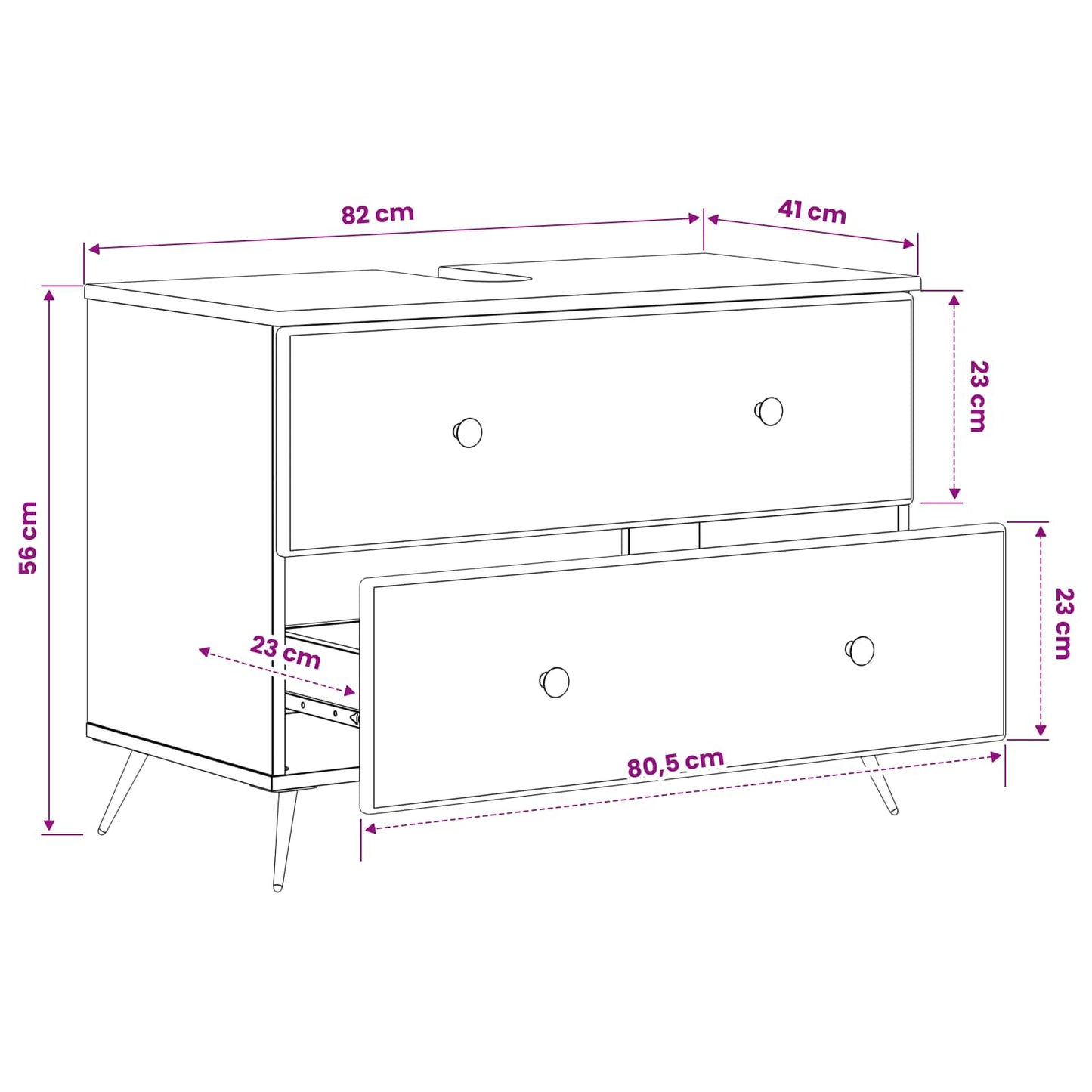 Bathroom Sink Cabinet BREDA Grey Sonoma 82 x 41x 59 cm