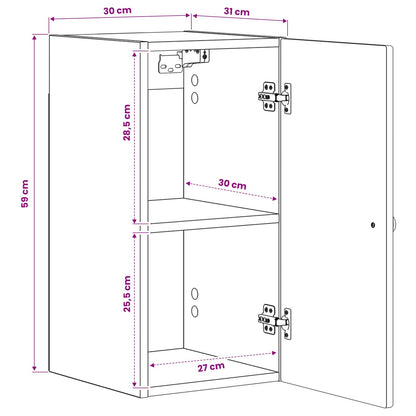 Bathroom Wall Cabinet BREDA Smoked Oak 30 x 31 x 59 cm