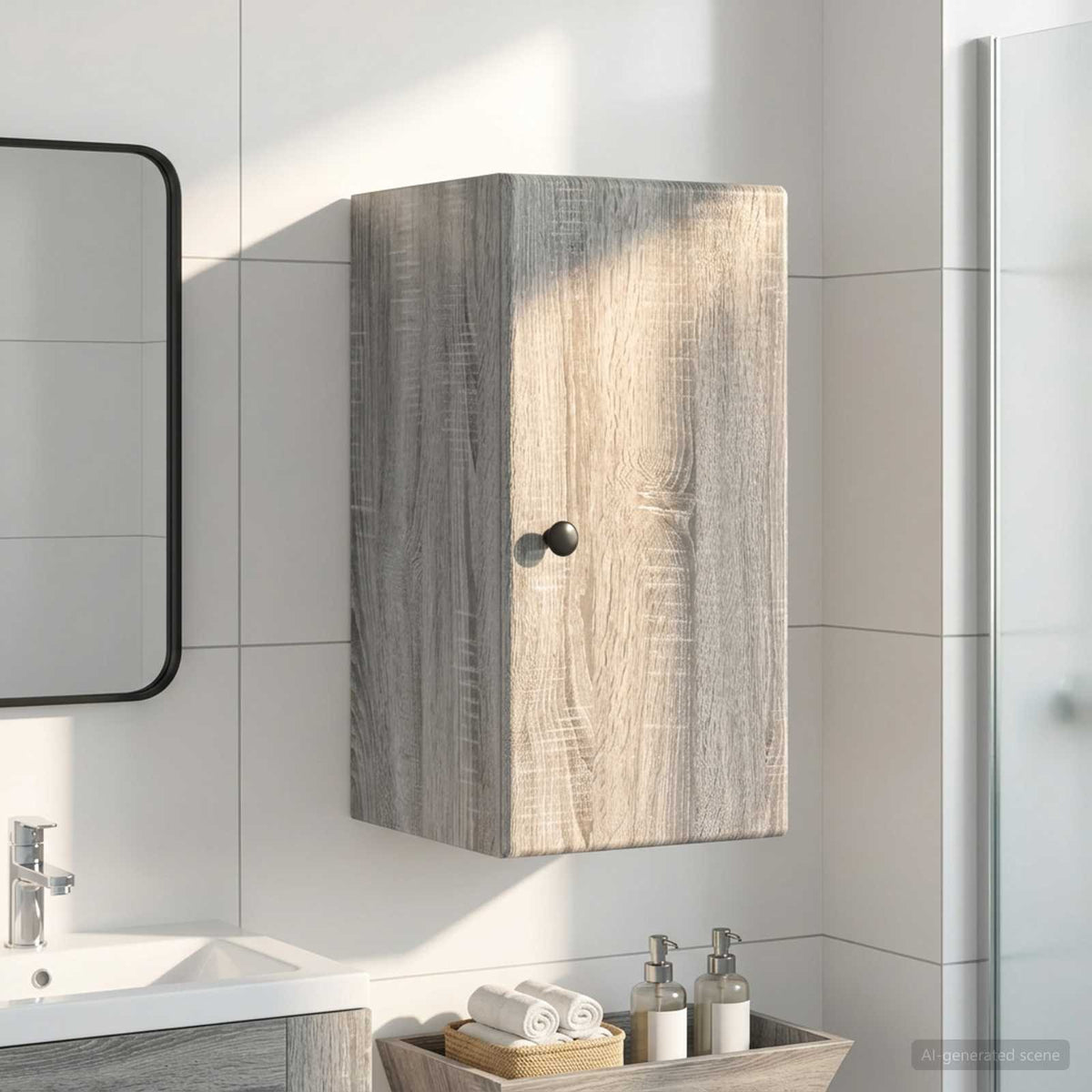 Bathroom Wall Cabinet BREDA Grey Sonoma 30 x 31 x 59 cm