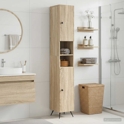 Bathroom Cabinet with Open Shelf BREDA Sonoma Oak
