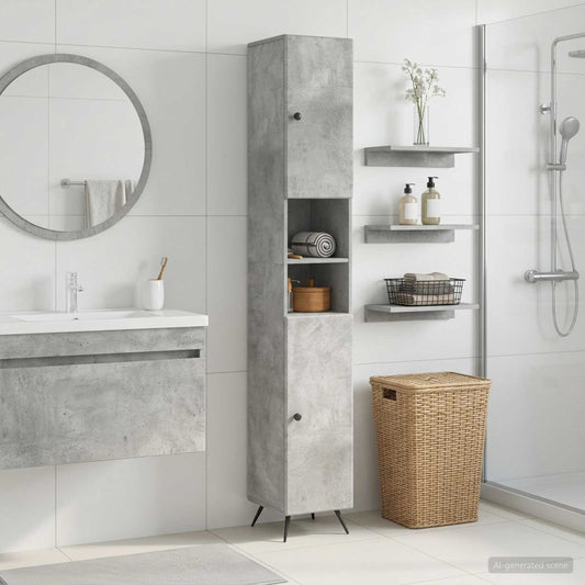 Bathroom Cabinet with Open Shelf BREDA Concrete Grey