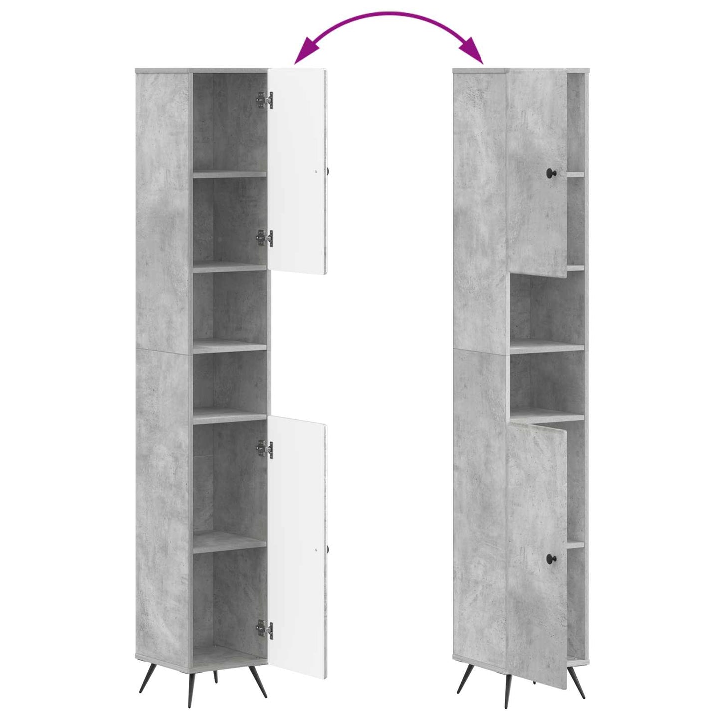Bathroom Cabinet with Open Shelf BREDA Concrete Grey