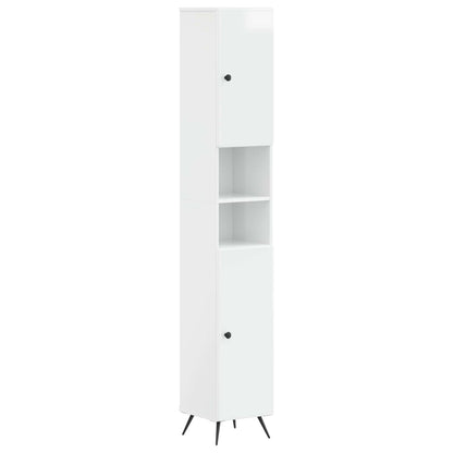 Bathroom Cabinet with Open Shelf BREDA High Gloss White