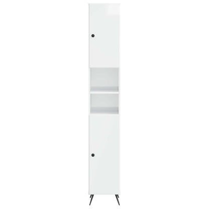 Bathroom Cabinet with Open Shelf BREDA High Gloss White