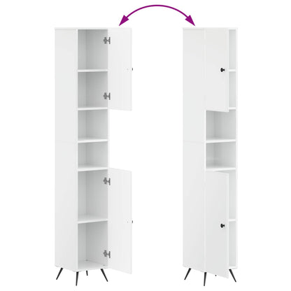 Bathroom Cabinet with Open Shelf BREDA High Gloss White