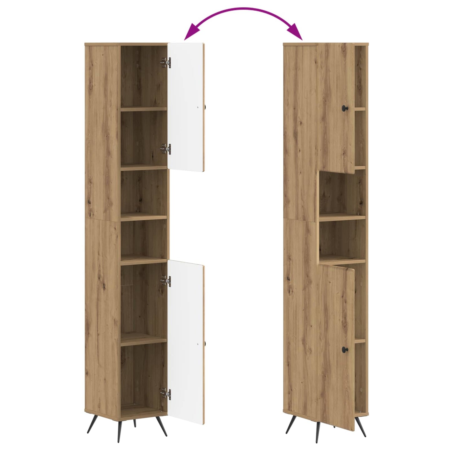 Bathroom Cabinet with Open Shelf BREDA Old Wood