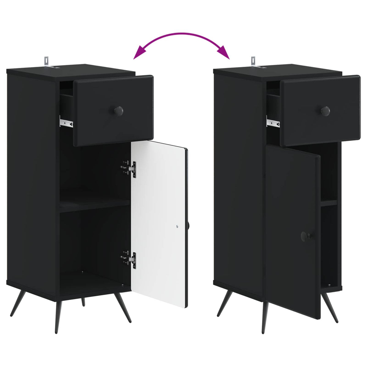 Bathroom Storage Cainet BREDA Black 30 x 31 x 80 cm
