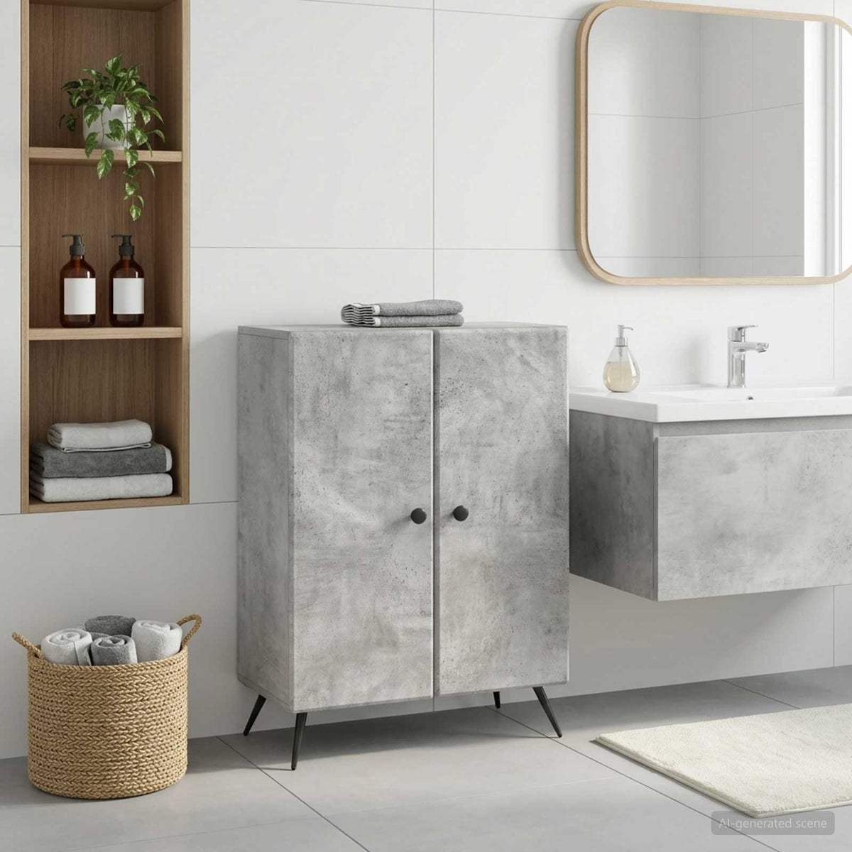 Bathroom Storage Cainet BREDA Concrete Grey 59.5 x 31 x 80 cm