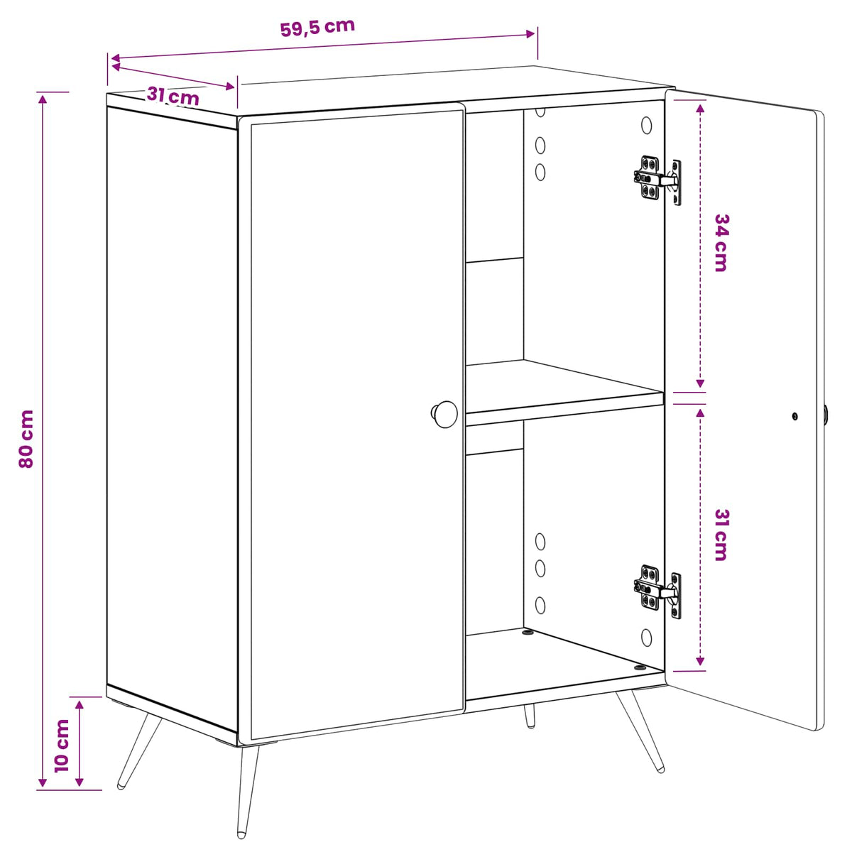 Bathroom Storage Cainet BREDA Artisan Oak 59.5 x 31 x 80 cm