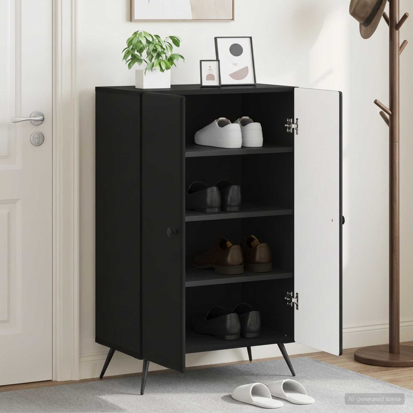 Shoe Cabinet BREDA 59.5 x 39.5 x 90 cm Engineered Wood Black