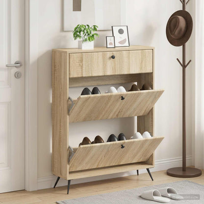 Shoe Cabinet BREDA 78 x 24 x 103 cm Engineered Wood Sonoma Oak