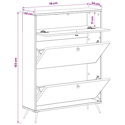 Shoe Cabinet BREDA 78 x 24 x 103 cm Engineered Wood