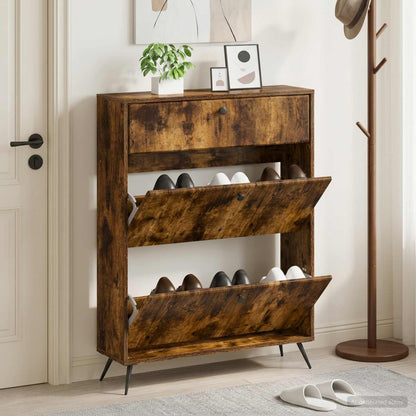 Shoe Cabinet BREDA 78 x 24 x 103 cm Engineered Wood Smoked Oak