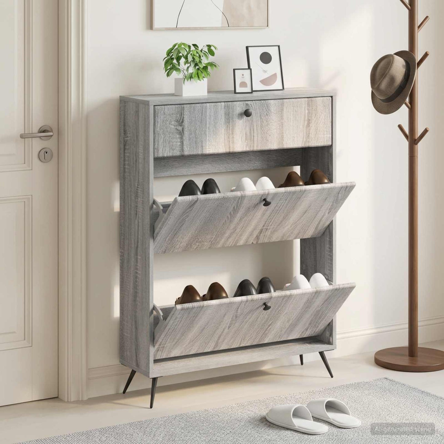 Shoe Cabinet BREDA 78 x 24 x 103 cm Engineered Wood Grey Sonoma