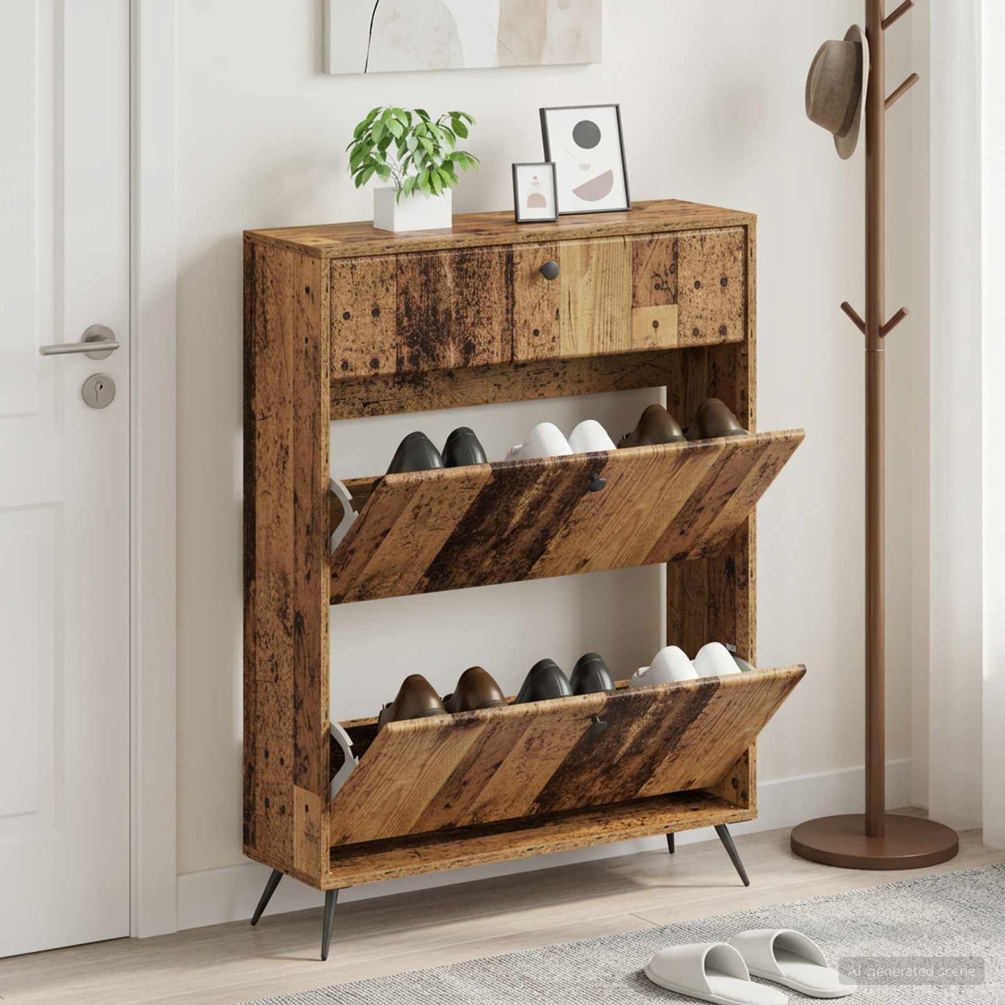 Shoe Cabinet BREDA 78 x 24 x 103 cm Engineered Wood Old Wood