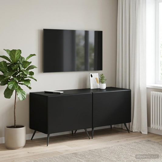TV Cabinet Black Engineered Wood