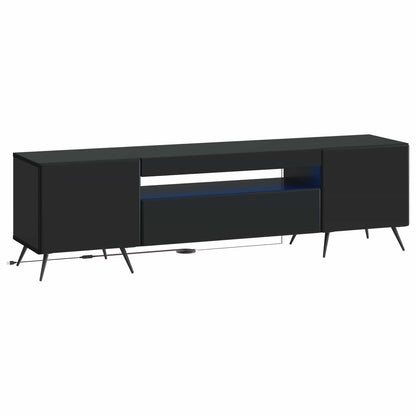 LED TV Cabinet Black Engineered Wood