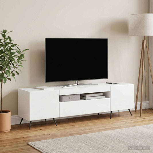 LED TV Cabinet High Gloss White Engineered Wood