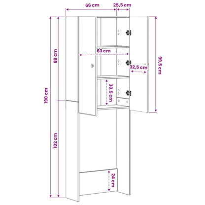 Toilet Cabinet BREDA Sonoma Oak 66 x 25.5 x 190 cm