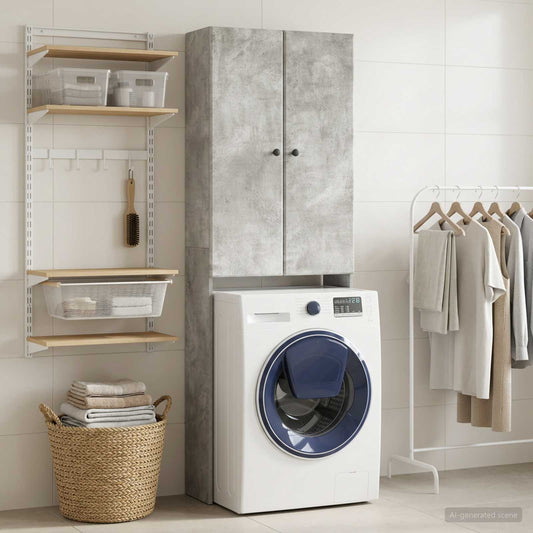 Toilet Cabinet BREDA Concrete Grey 66 x 25.5 x 190 cm