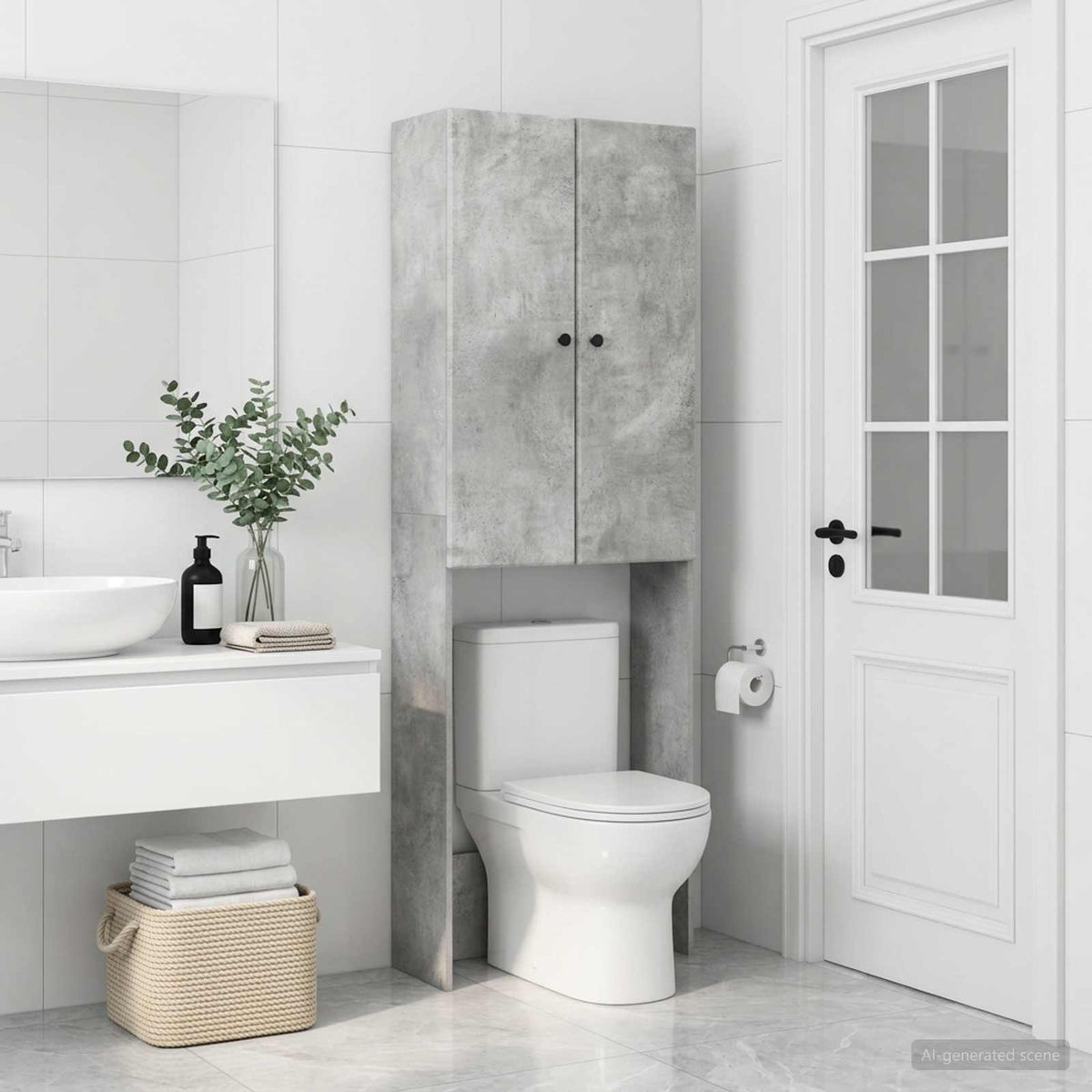 Toilet Cabinet BREDA Concrete Grey 66 x 25.5 x 190 cm