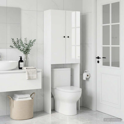 Toilet Cabinet BREDA High Gloss White 66 x 25.5 x 190 cm