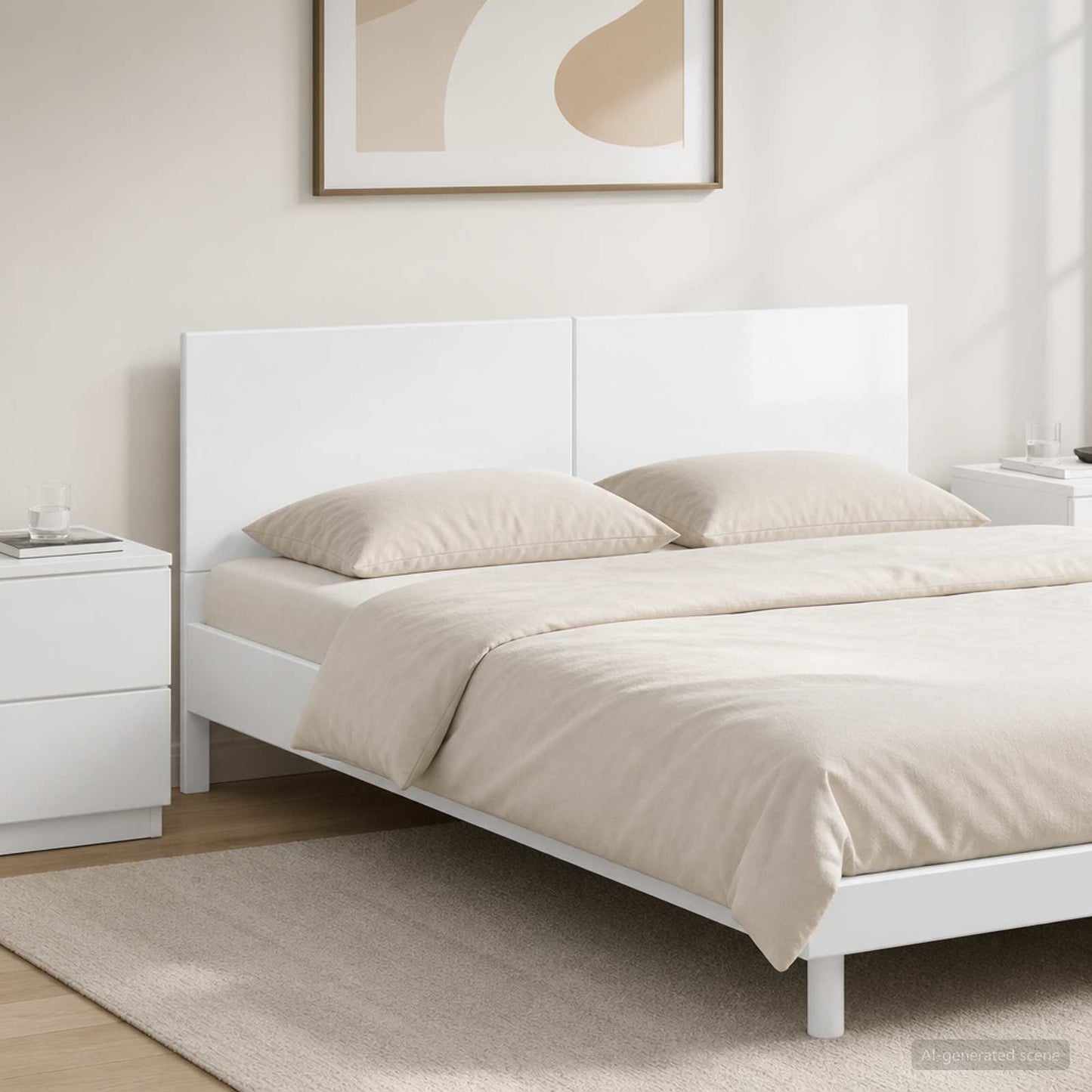 Wall-Mounted Headboard BREDA High Gloss White Engineered Wood