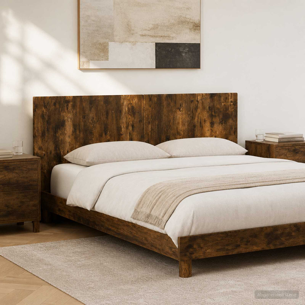 Wall-Mounted Headboard BREDA Smoked Oak Engineered Wood