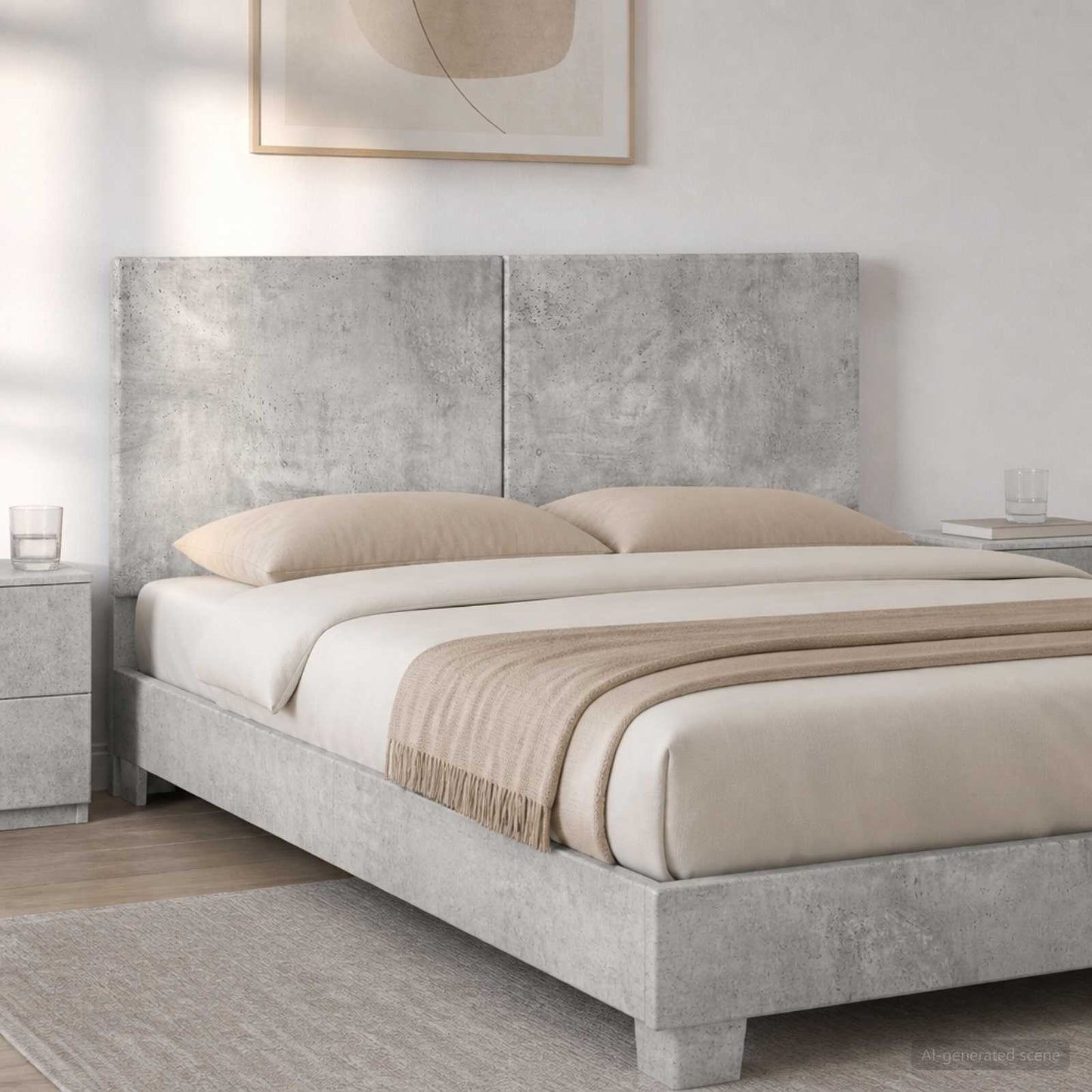 Wall-Mounted Headboard BREDA Concrete Grey Engineered Wood
