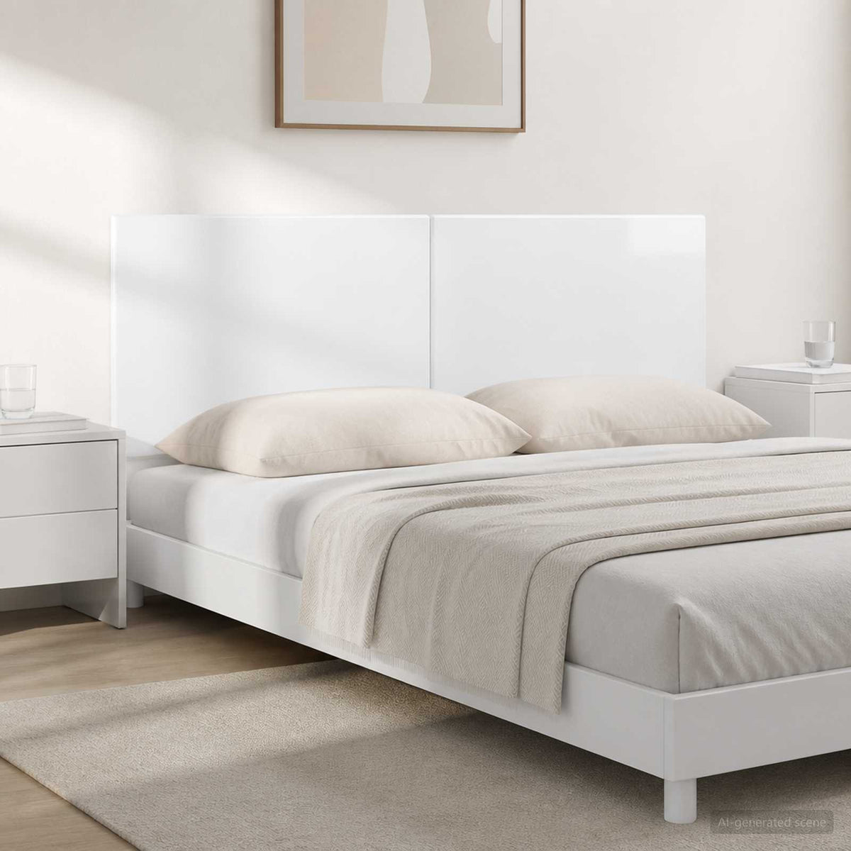 Wall-Mounted Headboard BREDA High Gloss White Engineered Wood